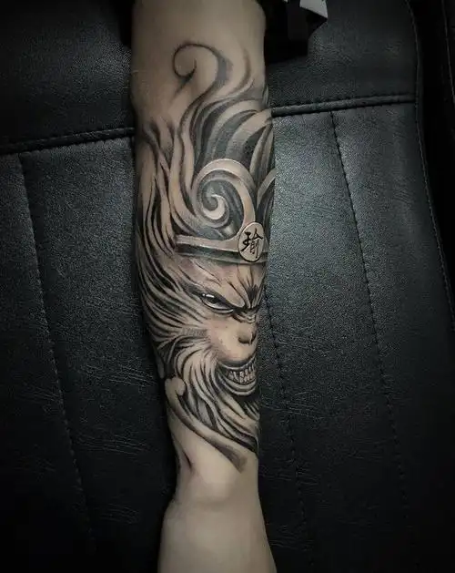 猴子纹身图片_手臂欧美写实猴子悟空纹身图案