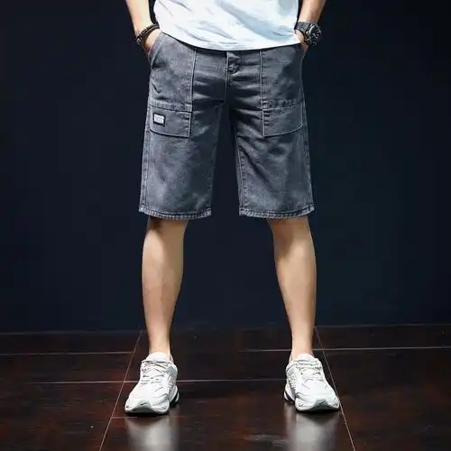 牛仔短裤男五分裤夏季薄款中裤宽松男士潮牌七分裤马裤弹力潮