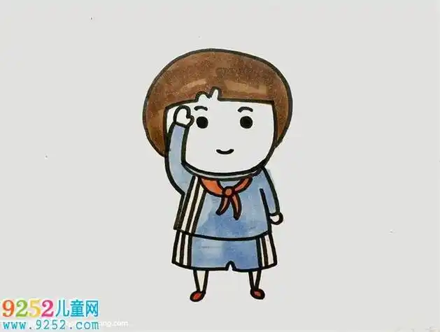 敬礼的小学生怎么画卡通简笔画