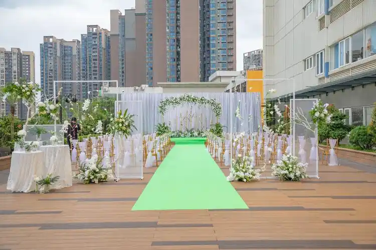 婚礼场景现场装饰装扮策划搭建舞台背景墙白纱座椅