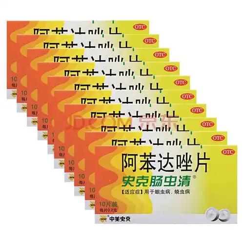 史克肠虫清 中美史克 阿苯达唑片0.2克*10片 otc 十盒装