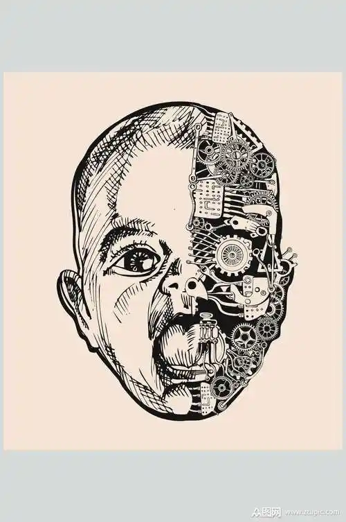 面部工业朋克风格元素素材模板下载-编号1754439-众图网