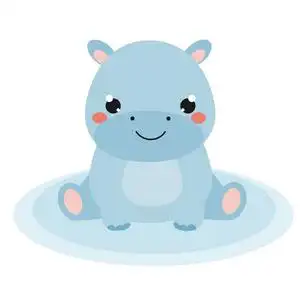 河马卡通图可爱的河马. 卡通婴儿河马. 非洲动物. 卡瓦伊风格.