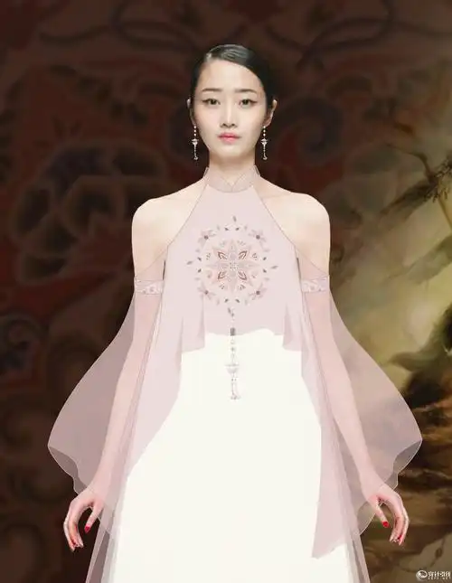 唯美新中式国潮古风时尚女装旗袍仙女裙连衣裙图案刺绣款式设计-服装