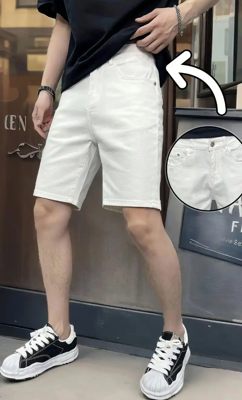 白色净版五分牛仔短裤