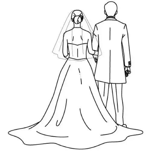 12岁儿童拖尾婚纱简笔画