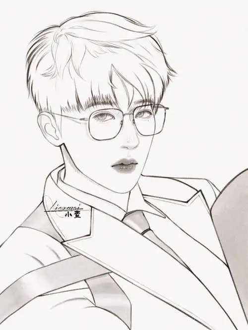 男生线稿分享蔡徐坤附步骤图