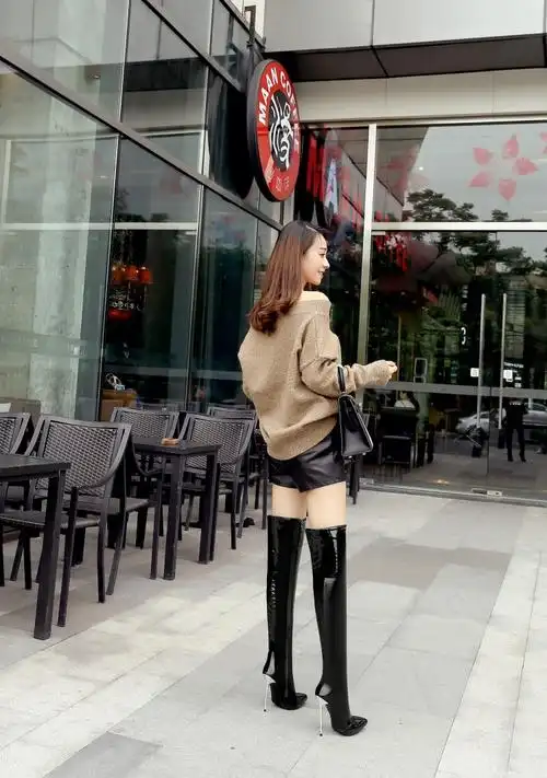 18年新款长靴超高超细跟高镜33-43码女鞋.专业定制筒围