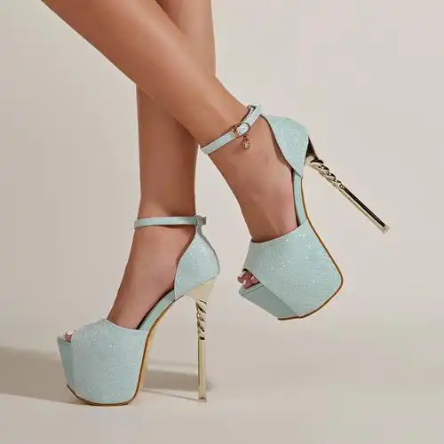 erlyeen夜店性感超高跟20厘米高跟鞋夏cm细跟22cm鱼嘴单鞋女鞋大码43