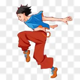 卡通手绘免抠街舞男孩素材