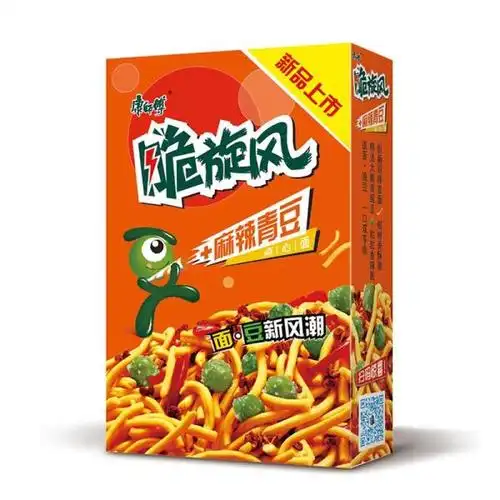 康师傅方便面ksf干脆面脆旋风麻辣青豆盒装 50g