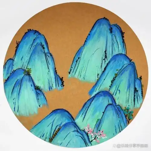 儿童画教程|油画棒的课题创新——《千里江山图》美术教案