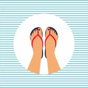 矢量图女性脚穿夏天拖鞋修脚.夏季-概念背景照片
