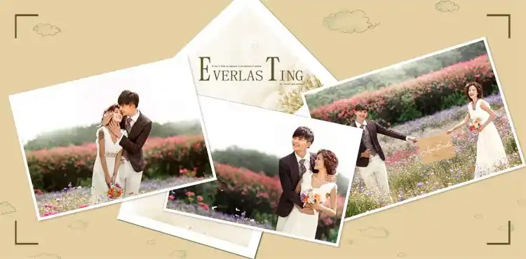 爱情城堡梦幻婚纱相册psd分层素材