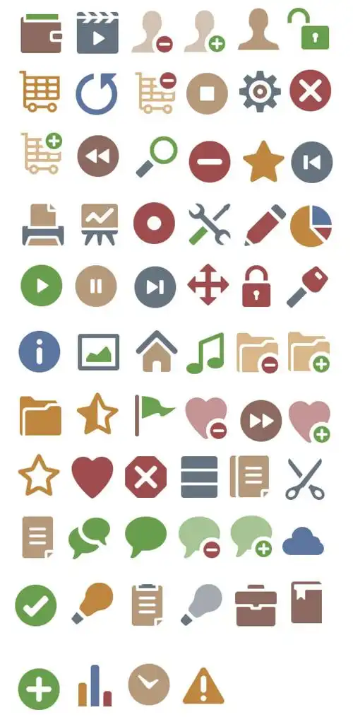 网站常用卡通风格小图标设计素材