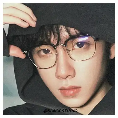 【现货速发】理工男半框眼镜韩版潮眉线黑银斯文半框理工男眼镜大脸