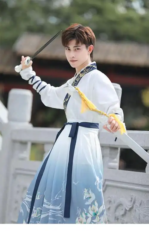 原创汉服男古装凤游四海学生青少年帅气古装武侠中国风复古书生公子