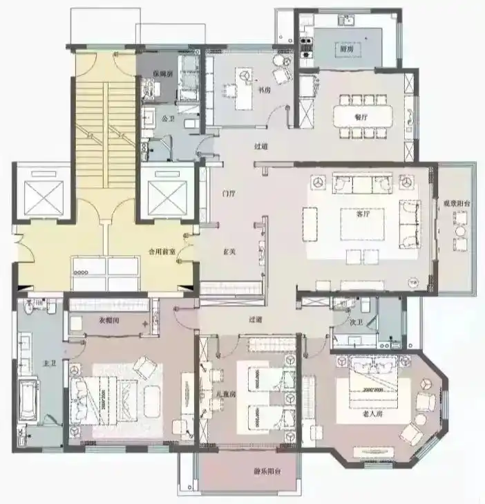 300平米漂亮大平层,自带八角窗