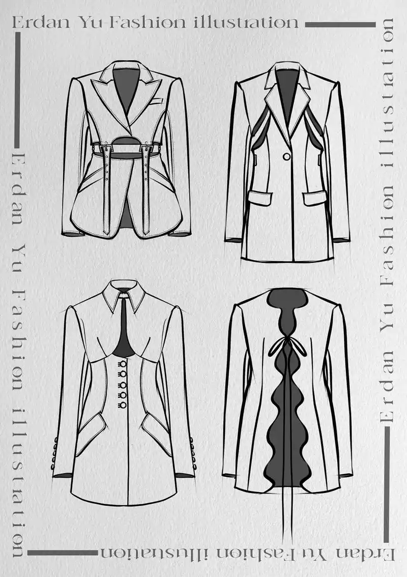 服装手绘/小众皮革西装合集95设计师必备.