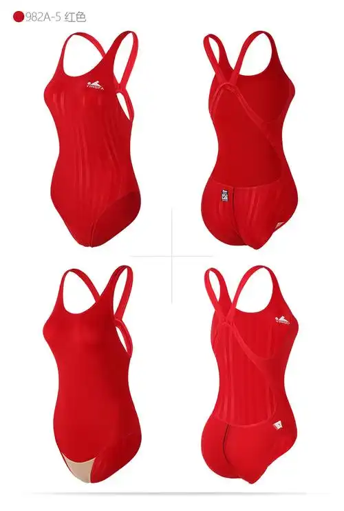 英发yingfa游泳衣女士连体三角竞速型游泳训练比赛竞技弹力泳装982a