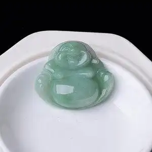 玉石寨玉器大件玉佛吊坠缅甸保真冰糯种a货翡翠大肚佛挂件送证书