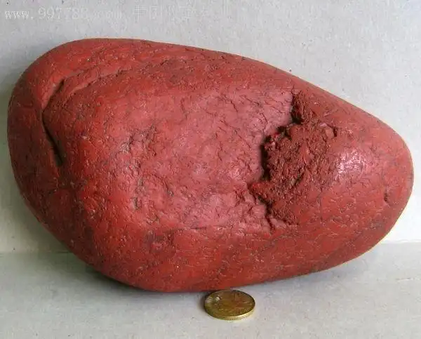 奇石鸿运当头朱砂石籽料大摆件【颜色艳丽!块度大!外形美】