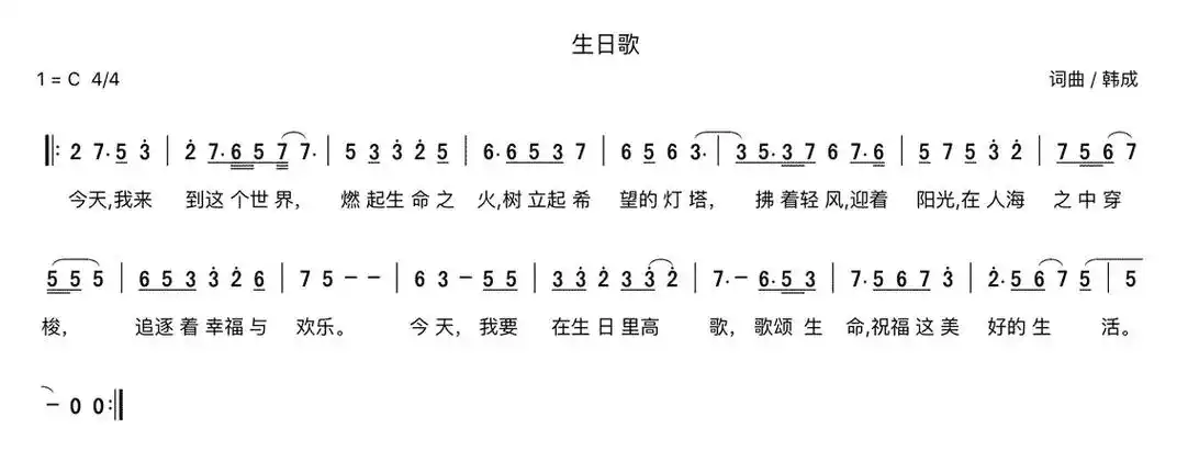 生日歌歌词简谱