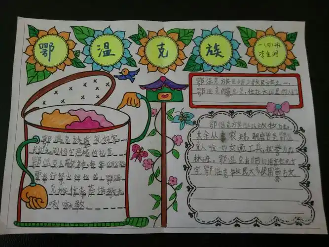 一年级四班怒族手抄报展示