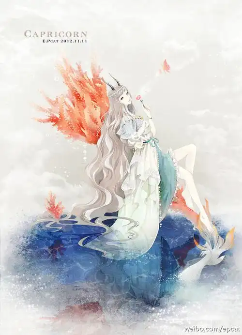 自由插画师褚迪12星座系列摩羯座
