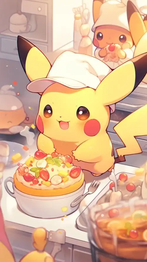 超可爱皮卡丘做蛋糕中