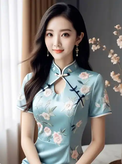 青花绽放:新中式旗袍的优雅诗篇_时尚_庭院_韵味