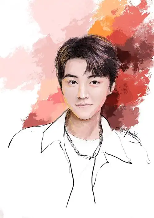 手绘 素描 水彩 明星 王俊凯 tfboy 新画风 上色版本