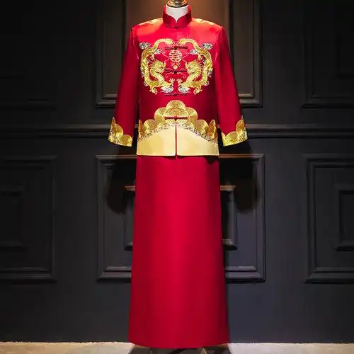 秀禾服男士2020新款中式婚礼新郎接亲敬酒礼服大码唐装龙凤褂秋冬