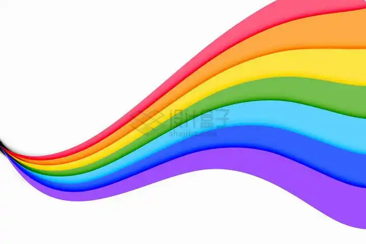 一头大一头小的s型七彩虹装饰图案png图片免抠矢量素材