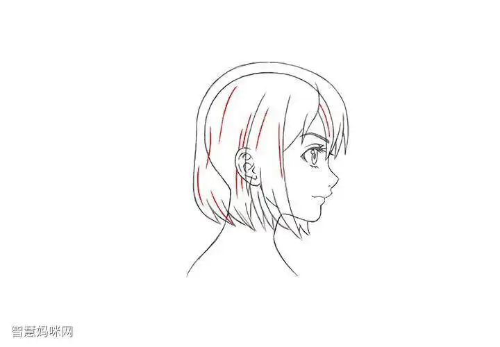 如何画短发漫画女孩侧视图