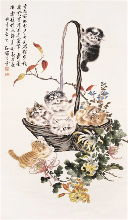 他画的猫千姿百态灵活生动,已故画家百岁猫王孙菊生作品欣赏!