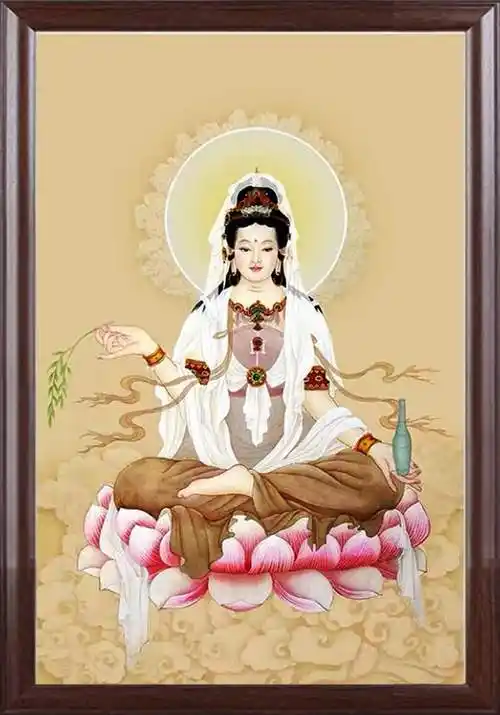 佛教坐莲观音十字绣西方三圣南海观世音菩萨莲花十字绣套件