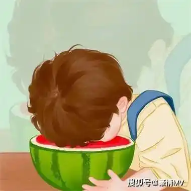吃瓜情侣头像图片高清_2023夏天吃西瓜清爽情头