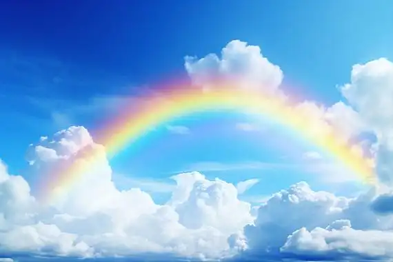 蓝天白云上的一道彩虹ai