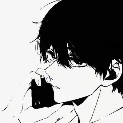 高冷伤感侧脸黑白动漫男头像图片