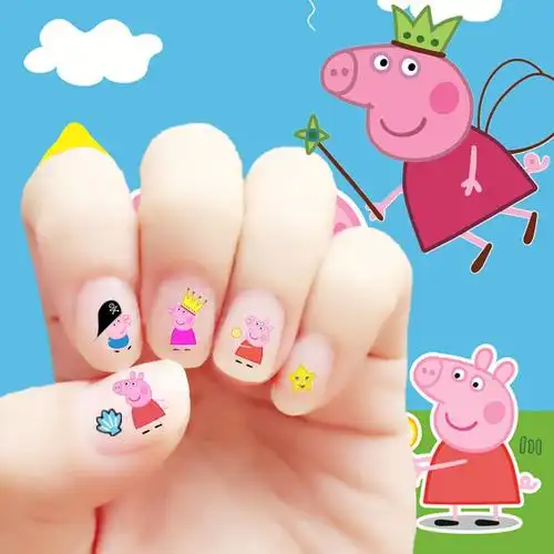 了得网_儿童指甲贴女孩韩国公主防水卡通美甲贴女童无毒小孩宝宝指甲
