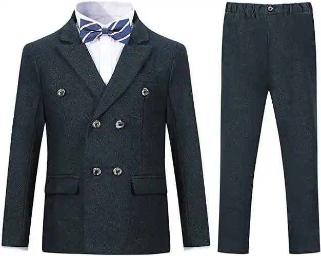 男孩双排扣西装正式礼服 2 件西装外套 适合婚礼