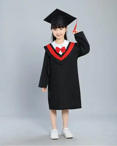 彬核博士服幼儿园小学毕业照服装学士服毕业礼服拍照衣服博士帽子红领