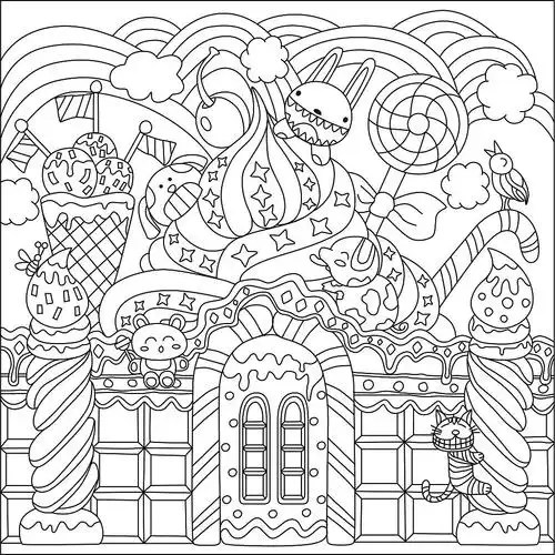 momi秘密花园涂色app线稿