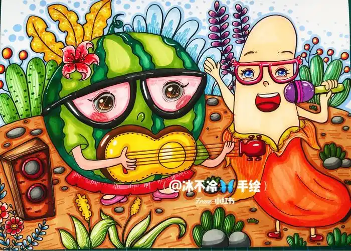 儿童画水果的拟人画法