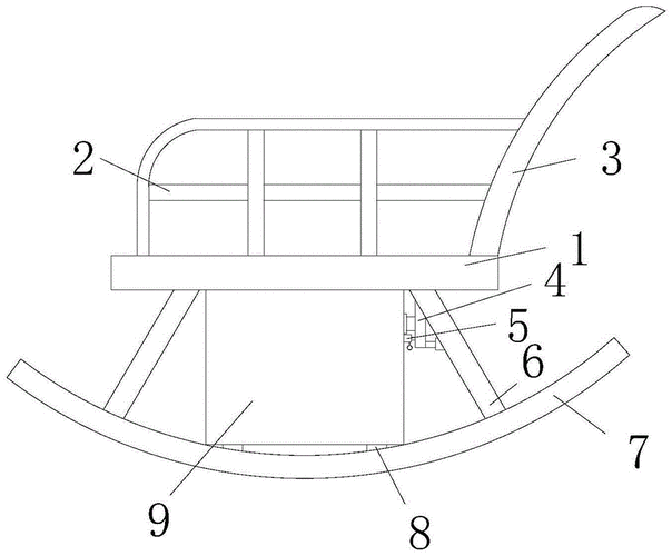 本实用新型涉及小摇椅技术领域,具体为配合高脚椅的小摇椅.