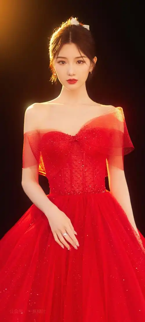 毛晓彤红色礼服裙子手机壁纸