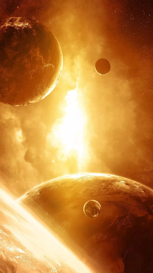 科幻黄色宇宙星空风景h5背景