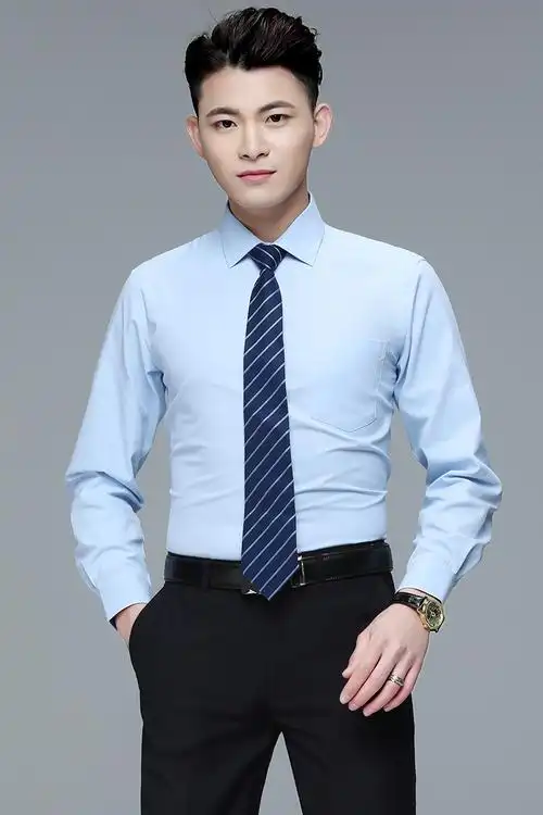 建行工作服衬衫男女蓝色长袖职业正装面试物业上班银行加绒厚衬衣