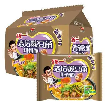 统一 老坛酸豆角排骨面 五连包
